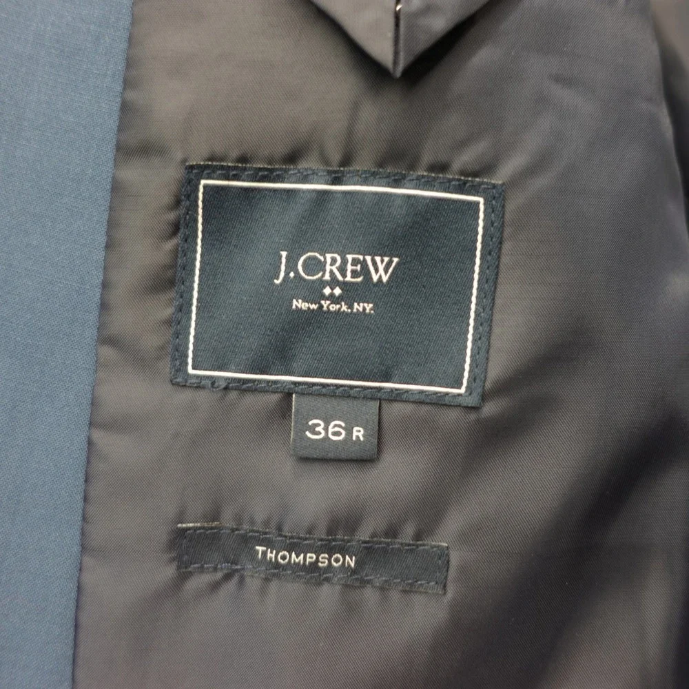 J CREW Thompson Sport Coat Men 36R Blue Office Prep Wool Stretch Jacket Tailored